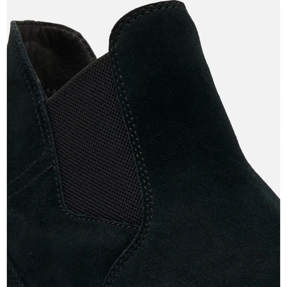 SOREL® (Women's 6)‎ Out N About™ Waterproof Slip-On Wedge Bootie in Black/White